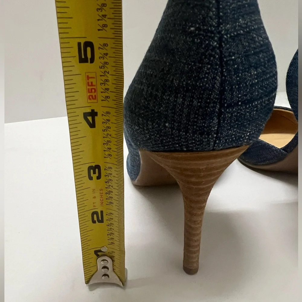 Jessica Simpson denim blue with a cork sole and  Stiletto high heels sz8.5 - Picture 10 of 11